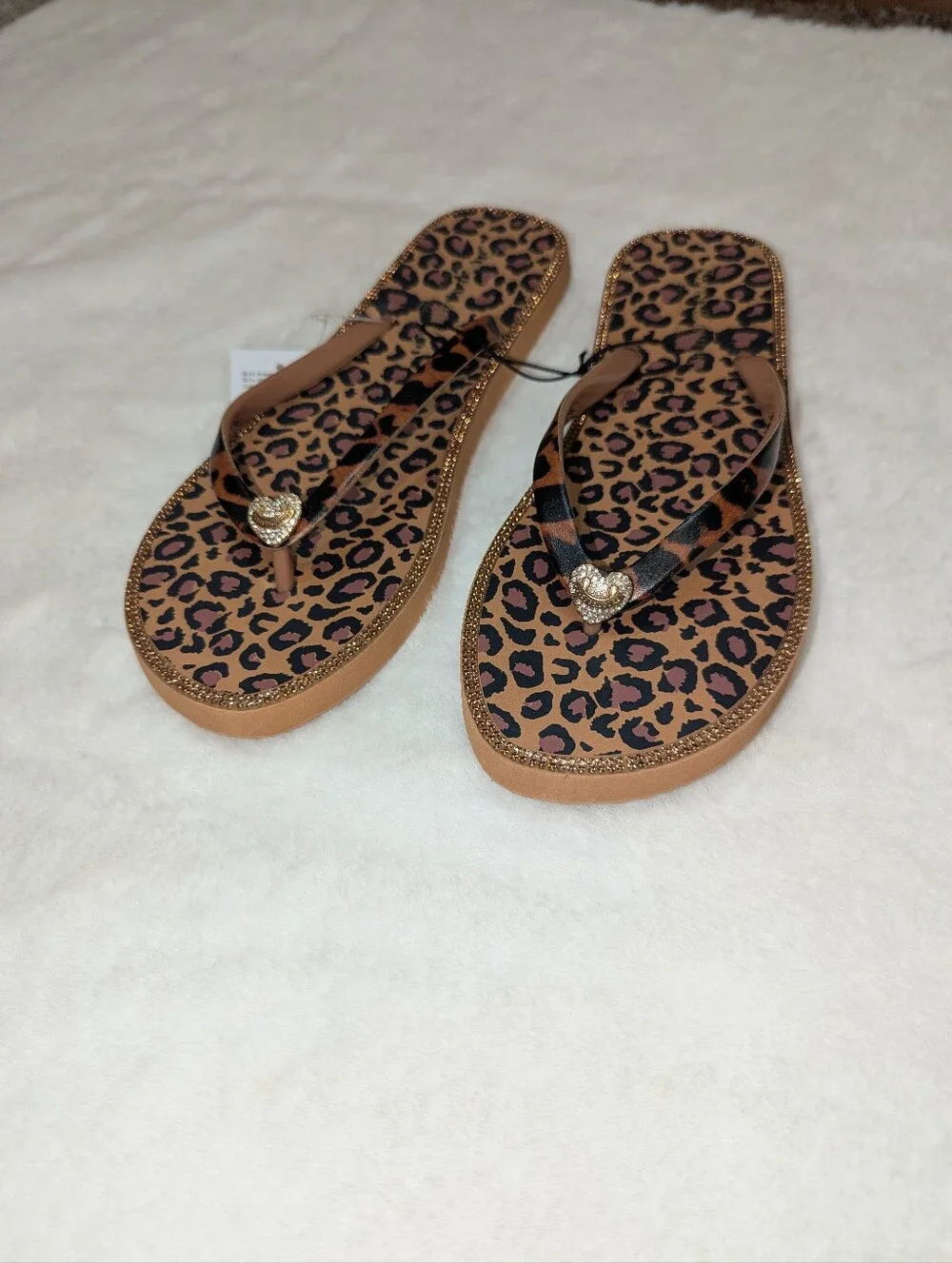 Juicy Couture Y2K Leopard Print Flip Flops